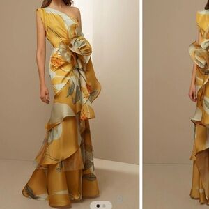 Elegant Yellow Floral Gown